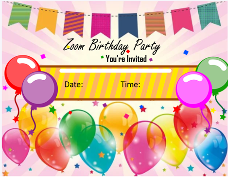 birthday invite for a virtual birthday party